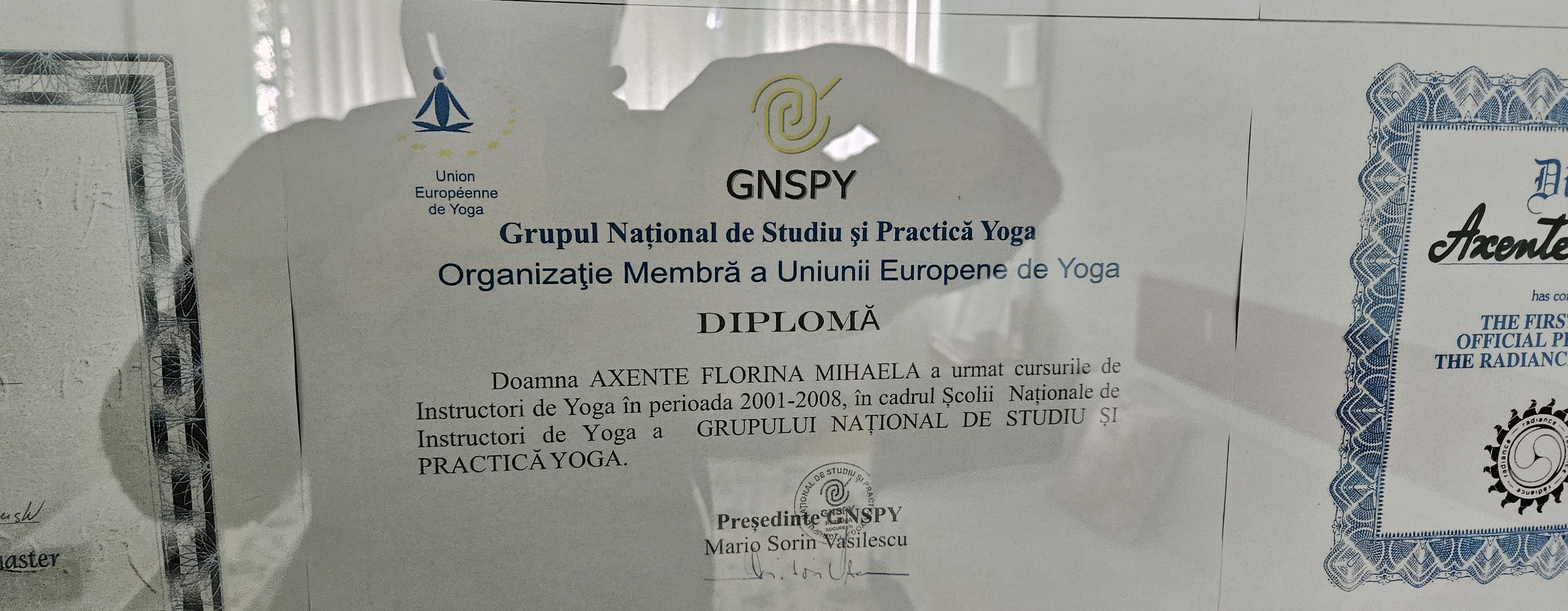 Diplomă GNSPY pentru Yoga Tradițională